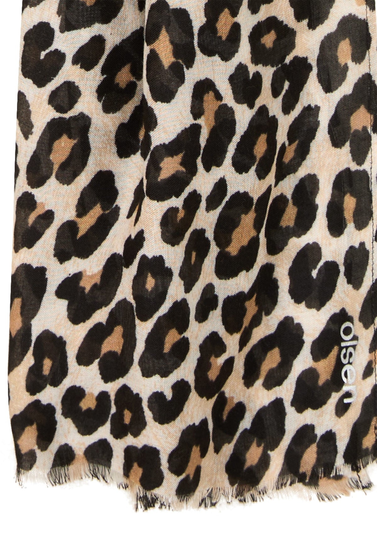Leopard Print Scarf with Frayed Edge