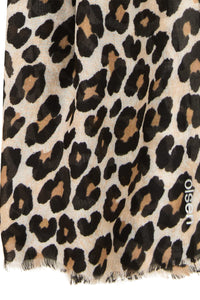 Graphic Scarf with Frayed Edge