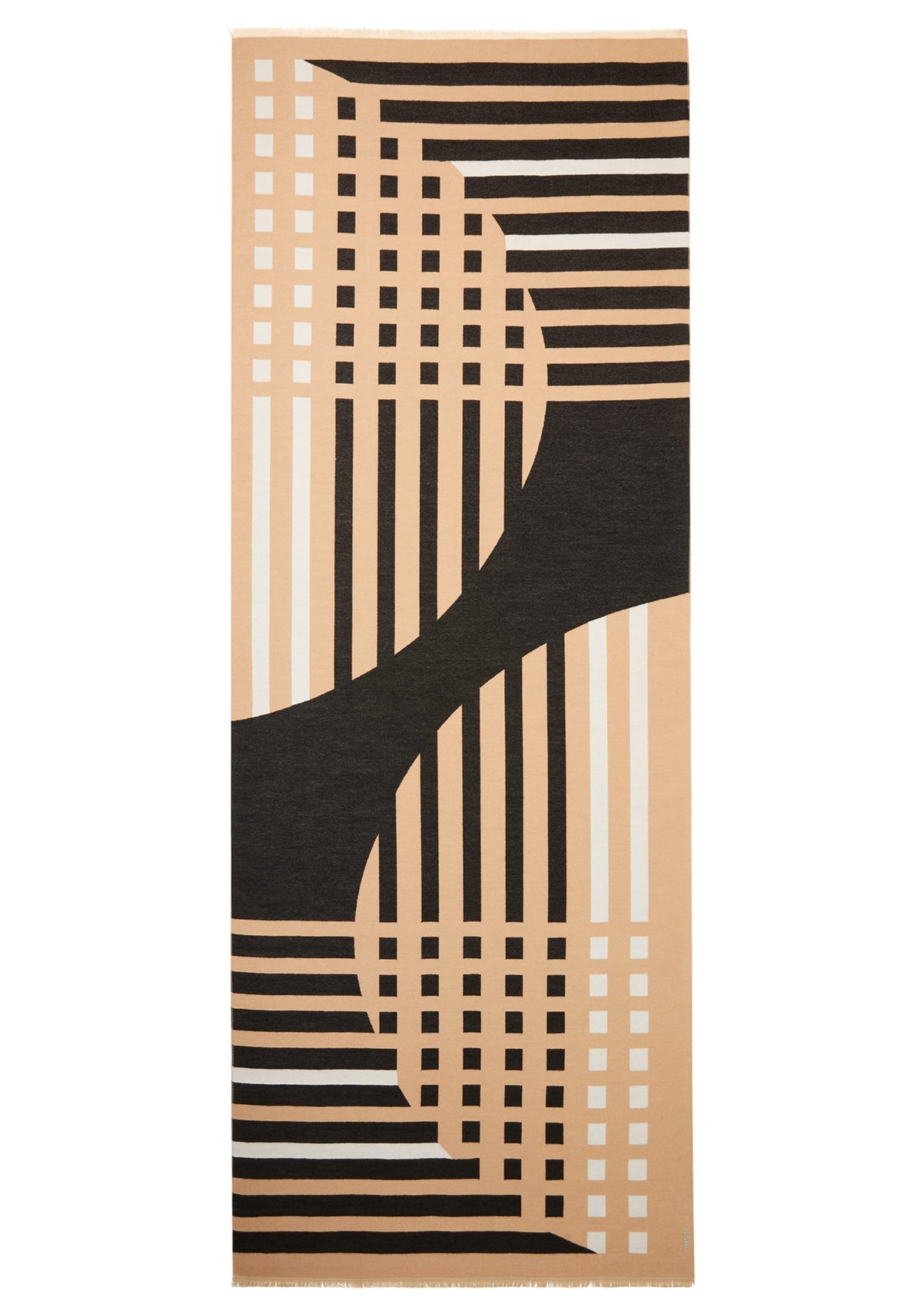 Graphic Scarf with Frayed Edge