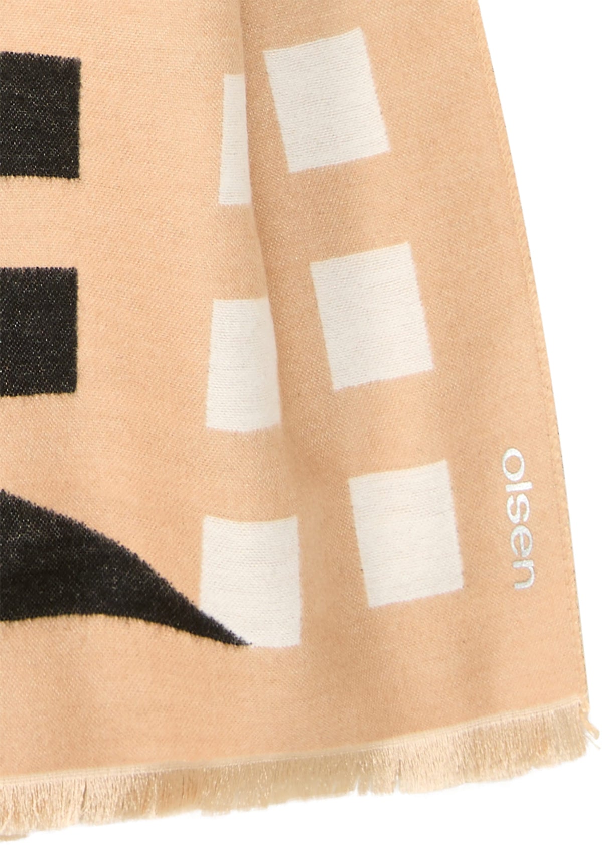 Graphic Scarf with Frayed Edge