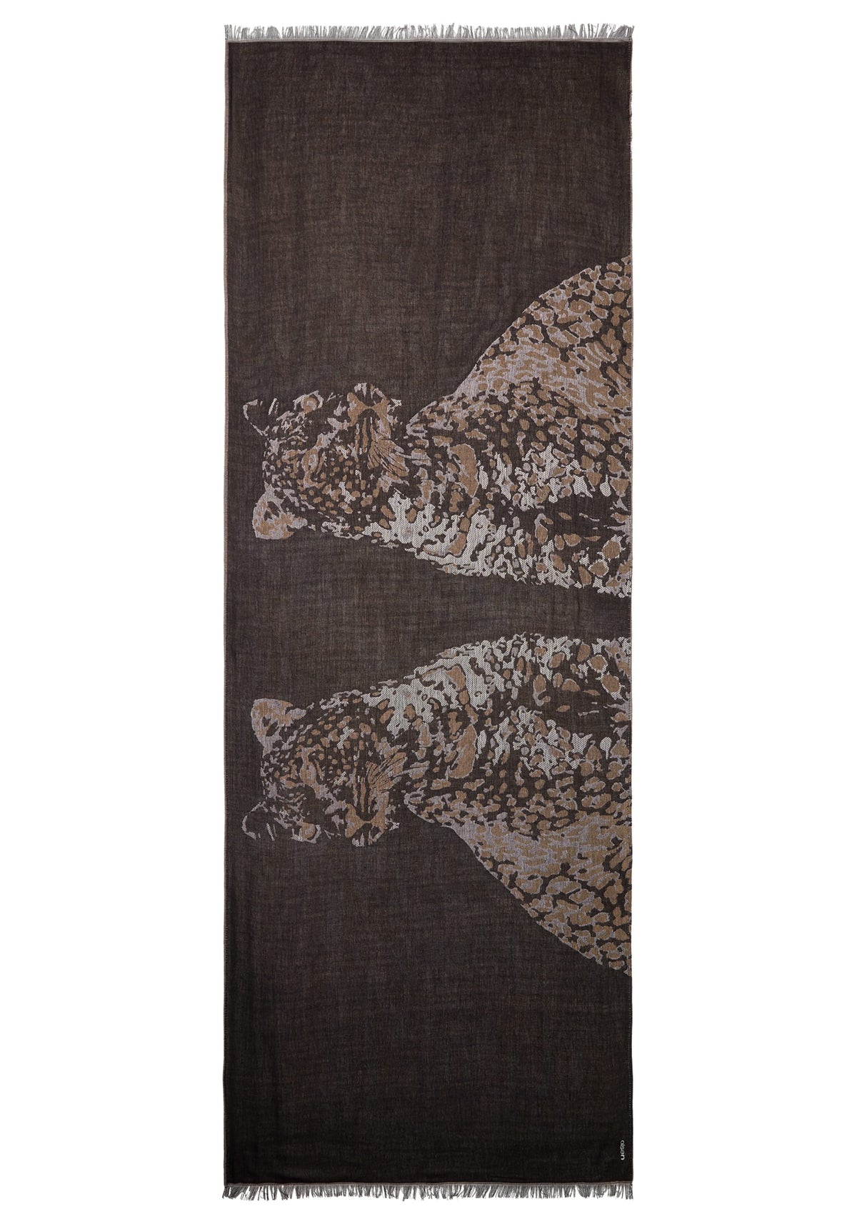 Leopard Scarf with Frayed Edge Trim