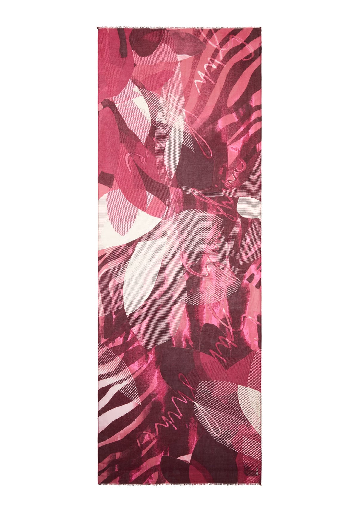 Pannaeux Print Scarf with Frayed Edge Trim