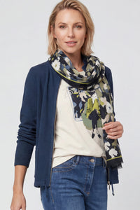 Écharpe à motif camouflage feuillu et bordure imprimée