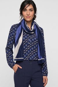 Wave & Border Print Scarf