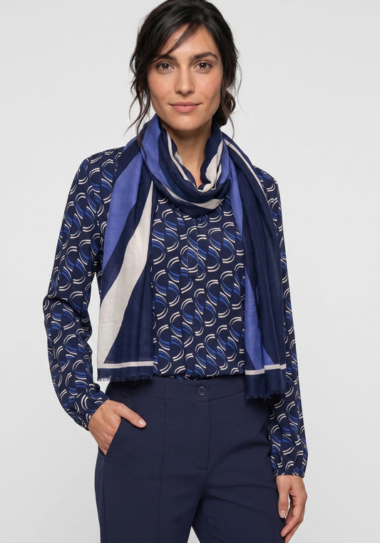 Écharpe à motifs de vagues et de bordures