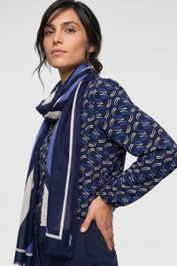 Wave & Border Print Scarf
