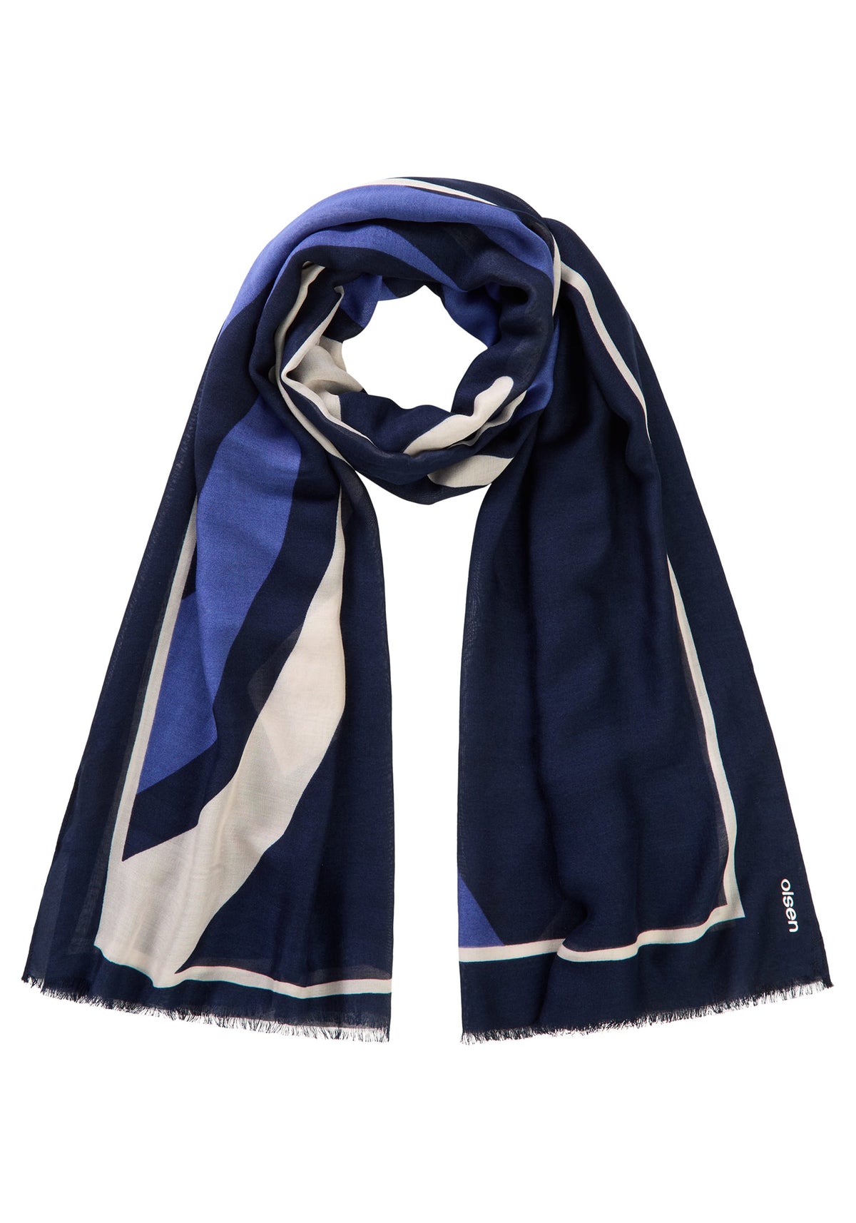 Wave & Border Print Scarf