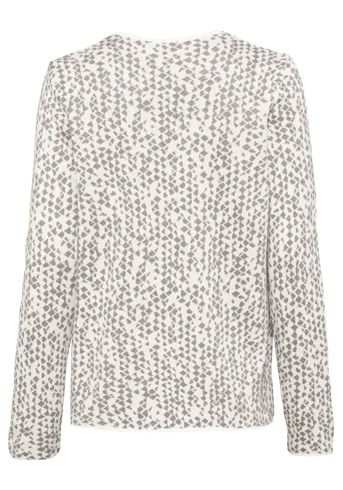 Long Sleeve Allover Lurex Geo Pattern V-Neck Sweater
