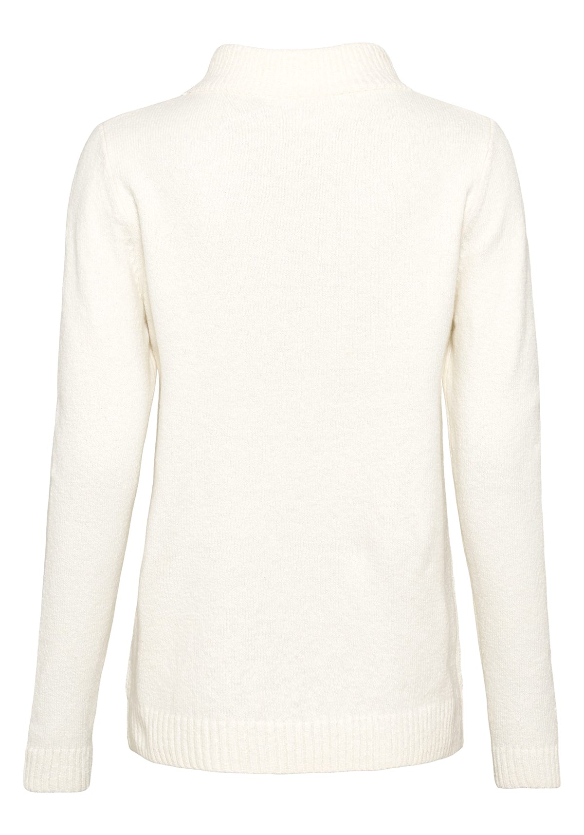 Cotton Blend Long Sleeve Cable Mock Neck Pullover