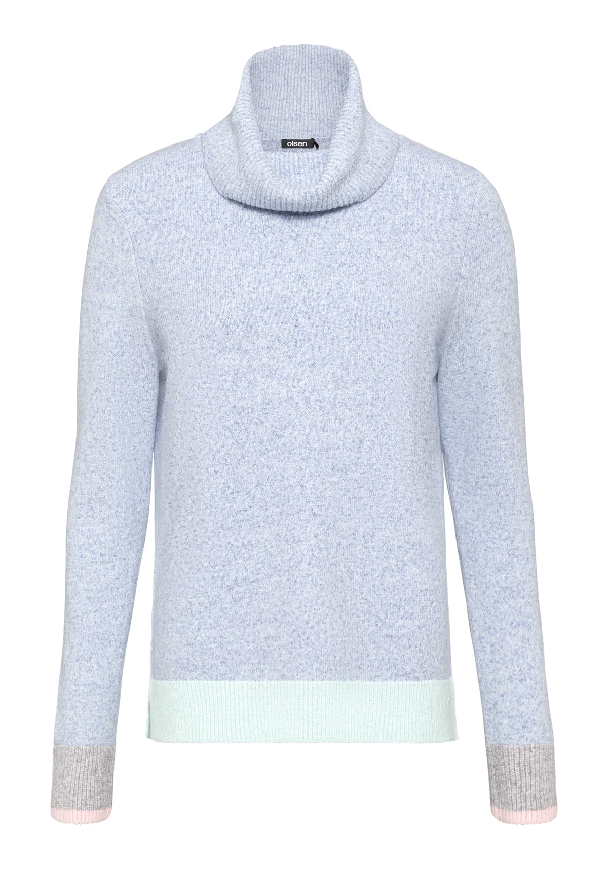 Long Sleeve Marled Yarn Funnel Neck Pullover