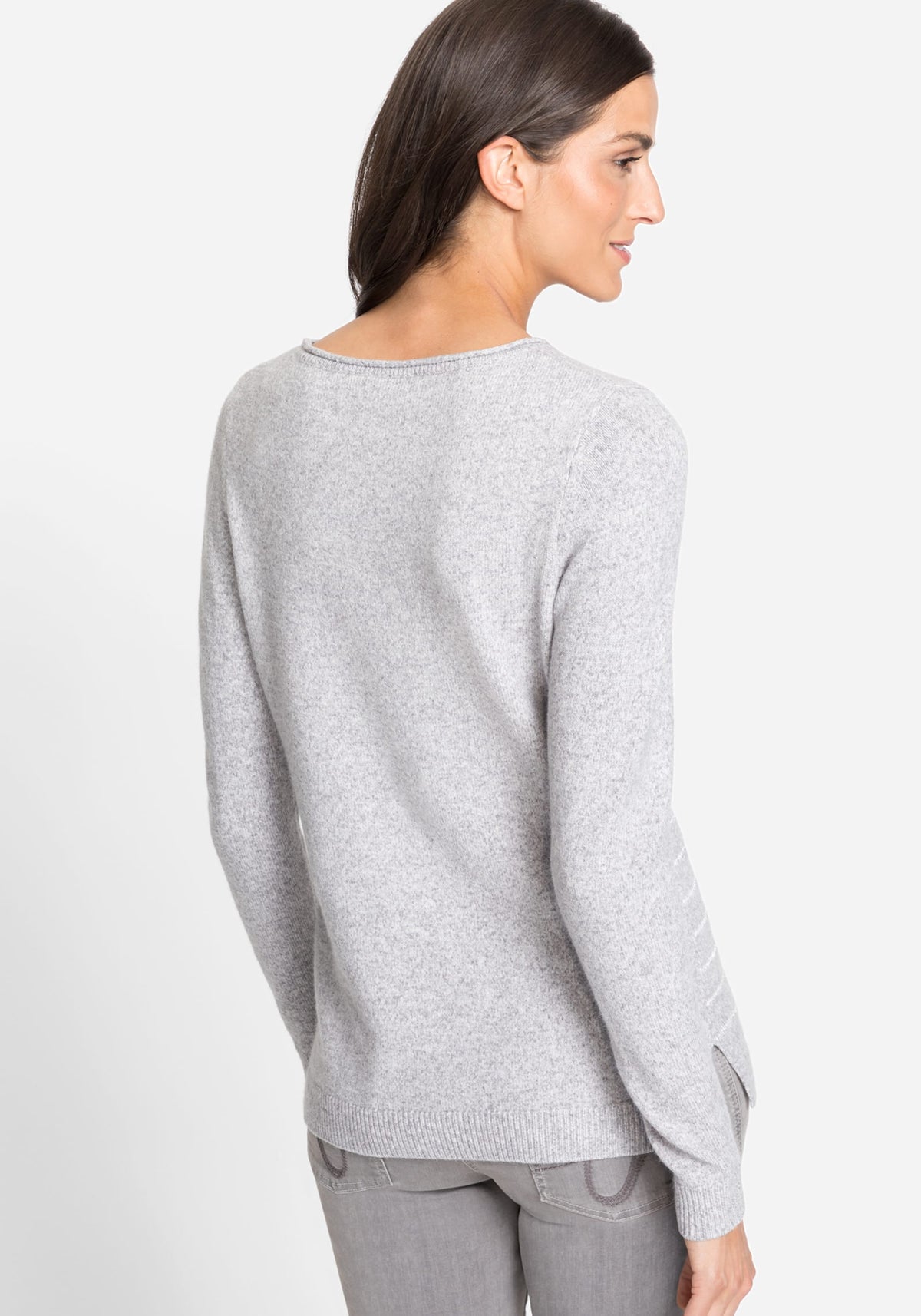 Cotton Blend Long Sleeve Lurex Stripe Pullover