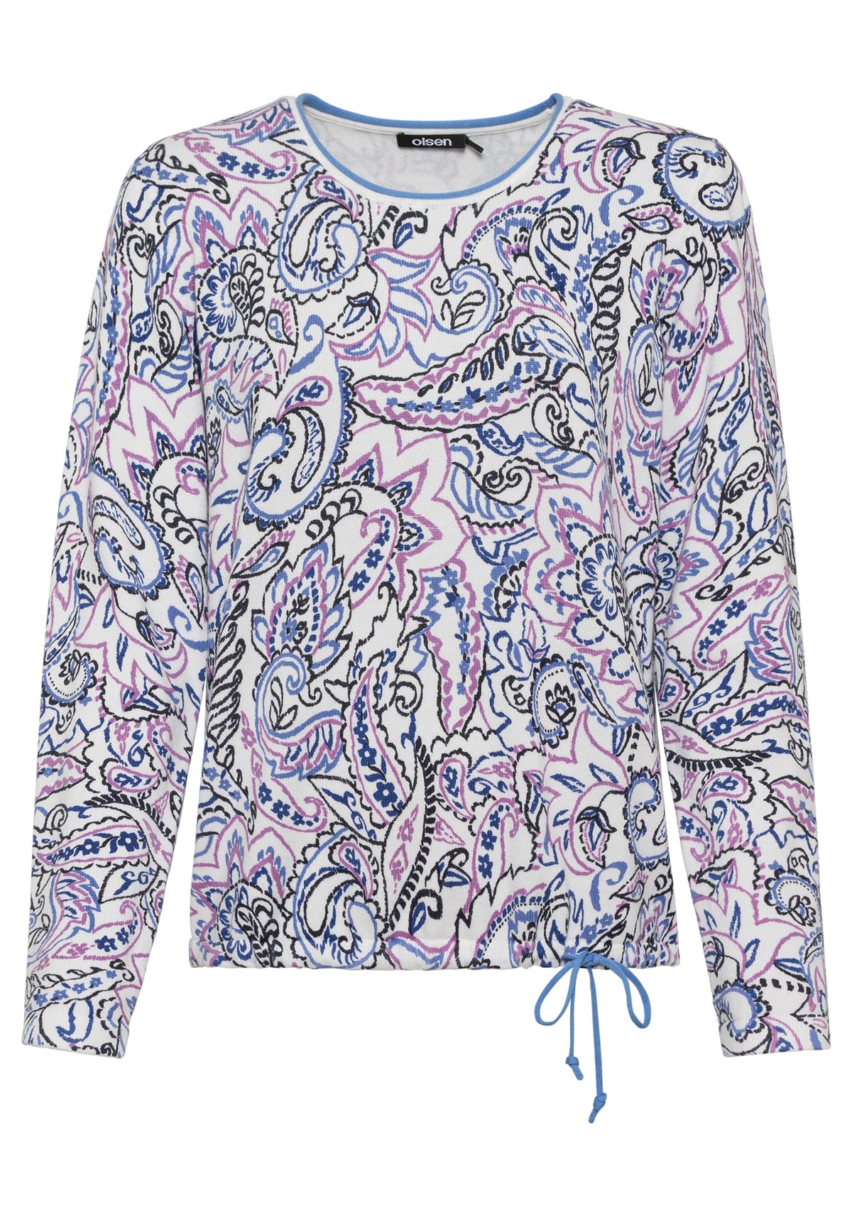 100% Cotton Long Sleeve Allover Paisley Motif Sweater