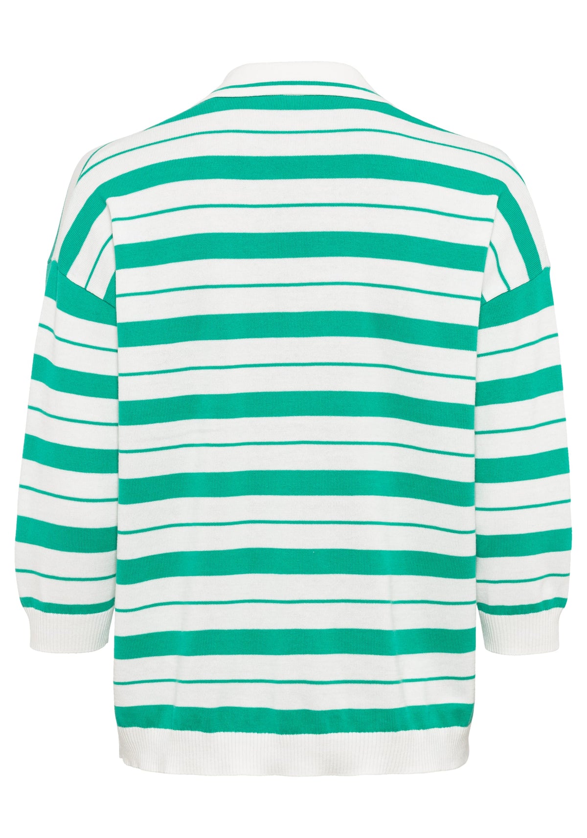 100% Cotton 3/4 Sleeve Striped Collared Pullover