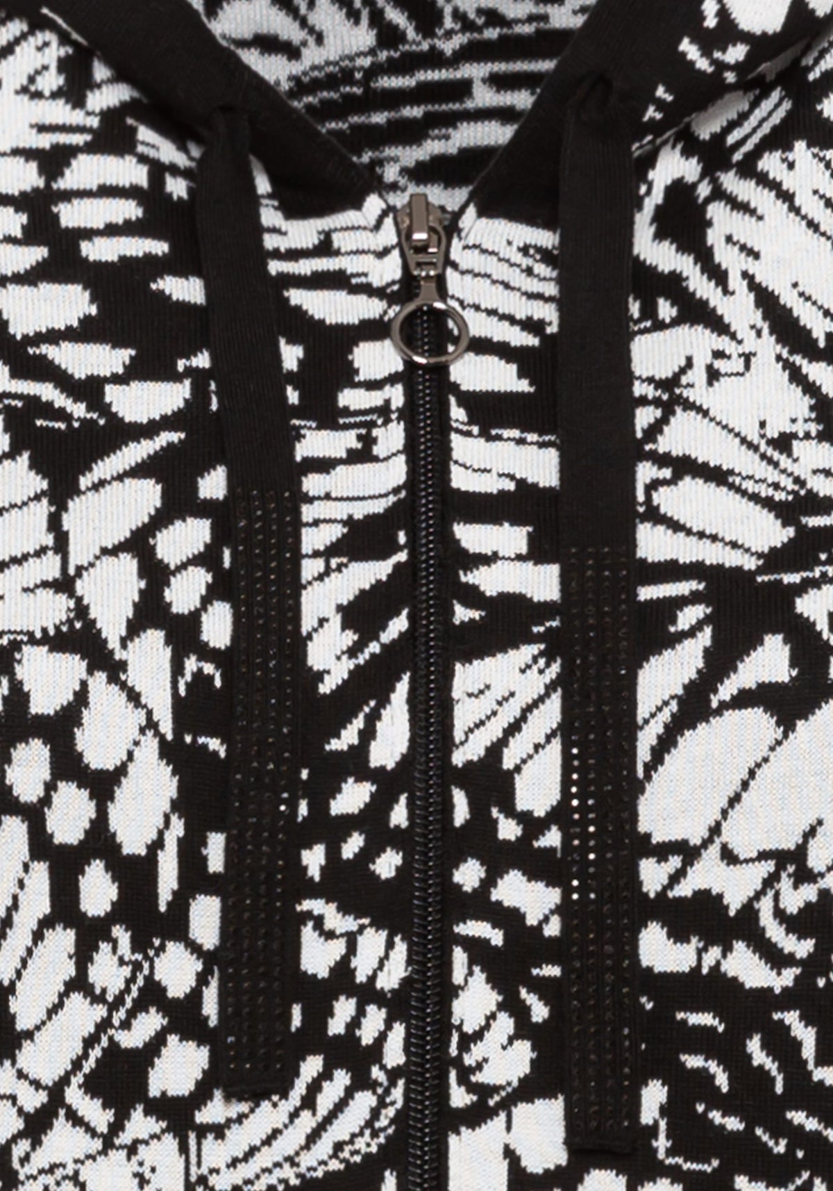 Cotton Blend Long Sleeve Butterfly Pattern Zip Front Hoodie