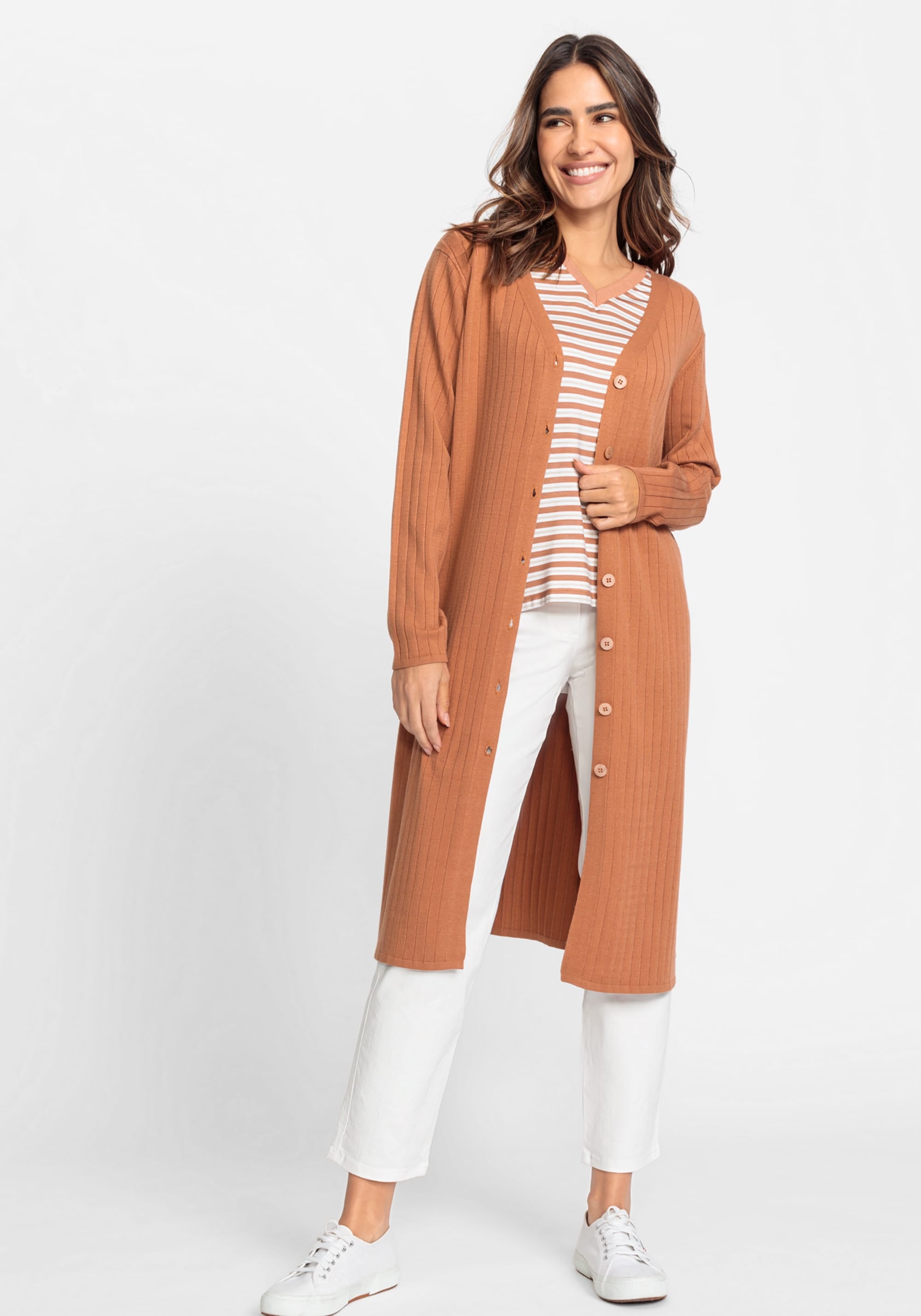 Long Sleeve Long Line Ribbed Cardigan - Olsen Fashion Canada