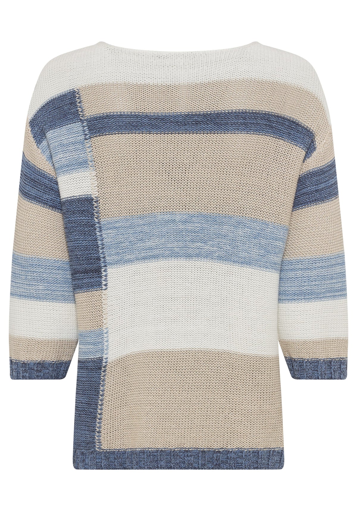 3/4 Sleeve Colour Block Boat Neck Sweater