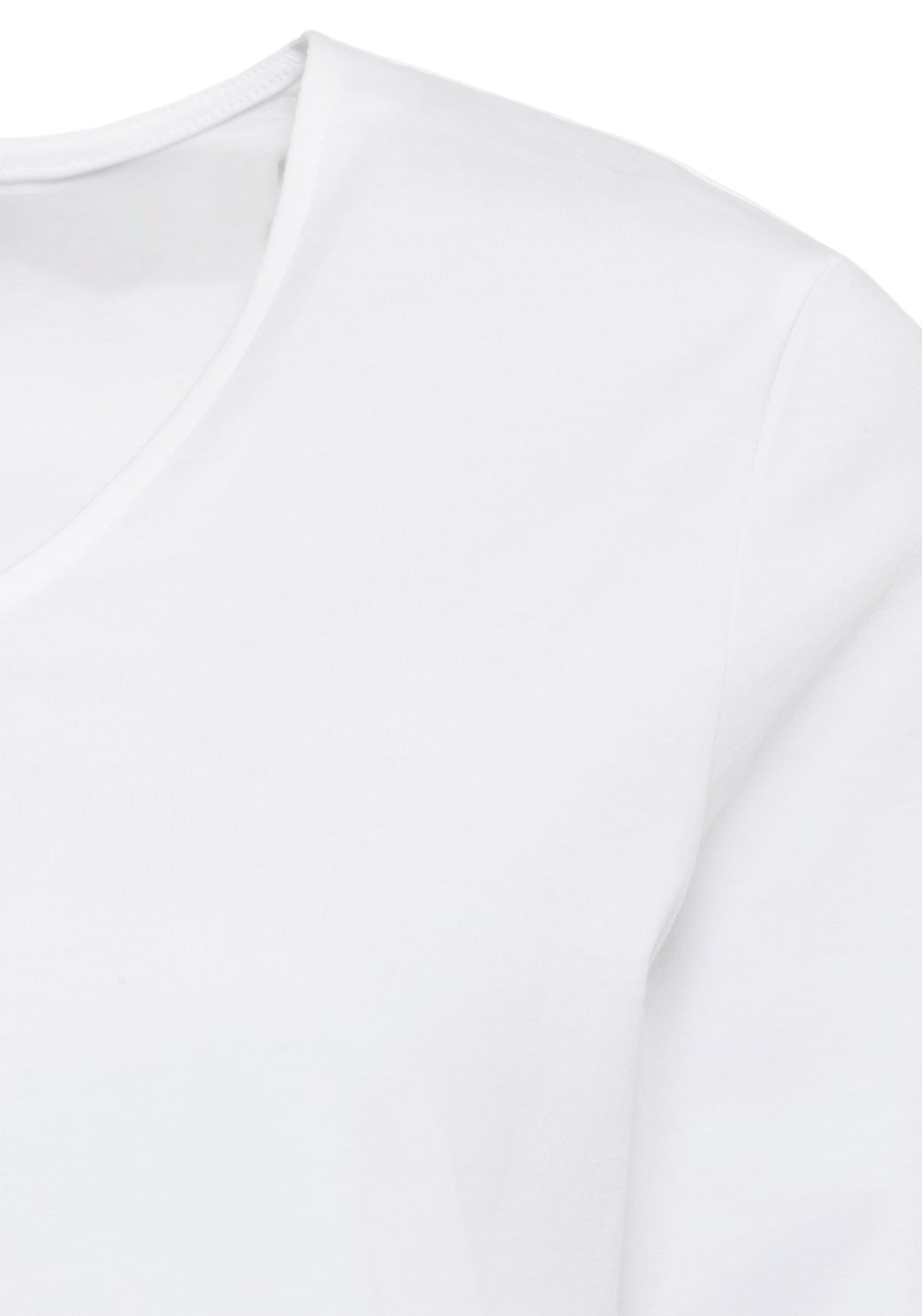 T-shirt basique à manches 3/4 et col V arrondi en coton mélangé