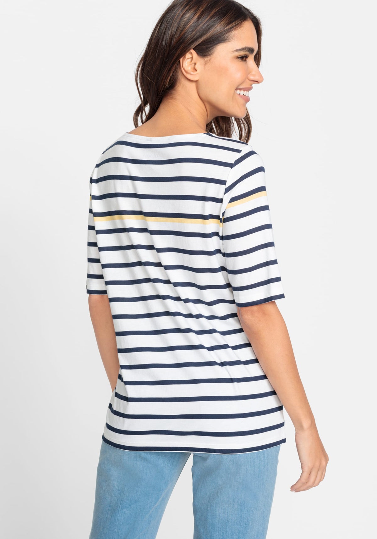 Short Sleeve Stripe and Placement Print Shirt containing TENCEL™ Modal