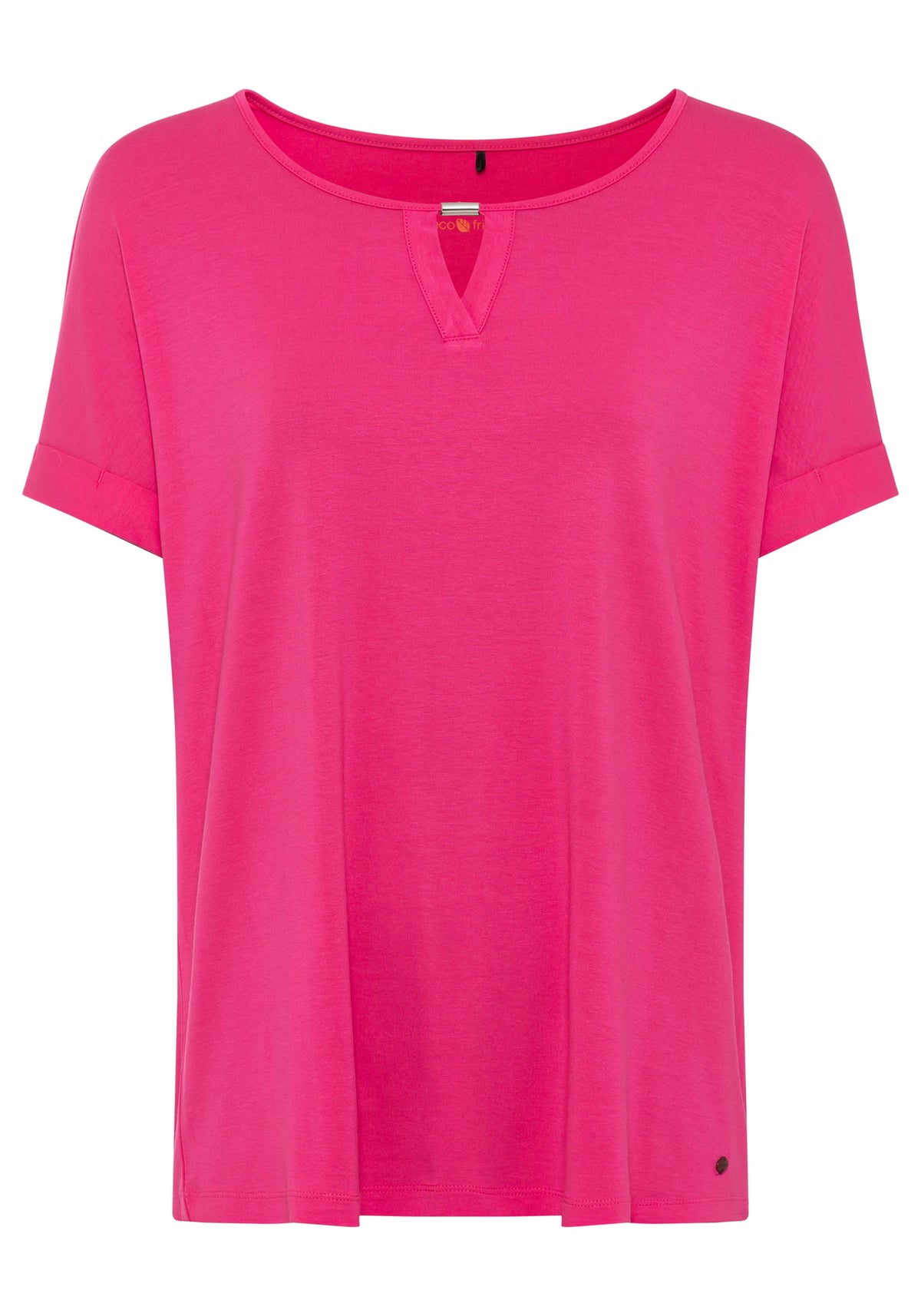 Short Sleeve Keyhole Neck T-Shirt containing LENZING™ ECOVERO™ Viscose