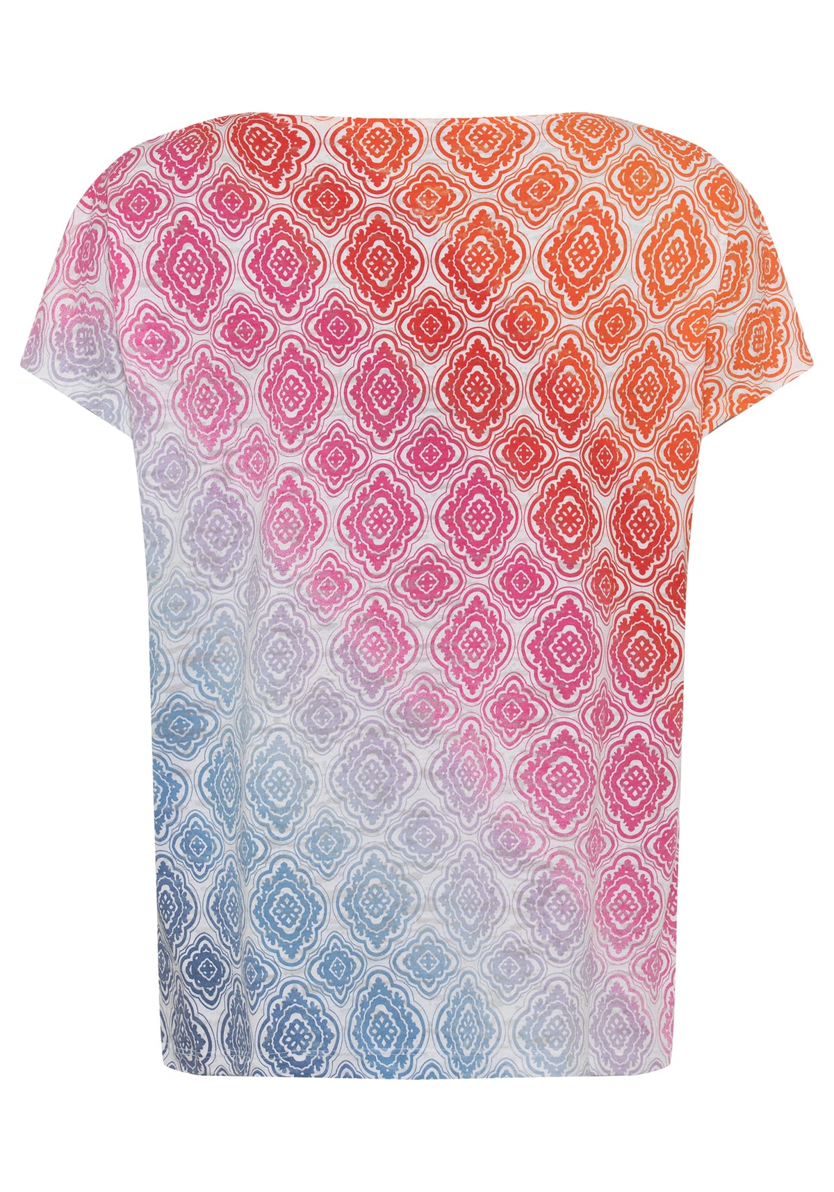 Cotton Blend Ornamental Print Short Sleeve T-Shirt