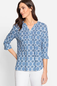100% Organic Cotton 3/4 Sleeve Ornamental Tunic T-Shirt