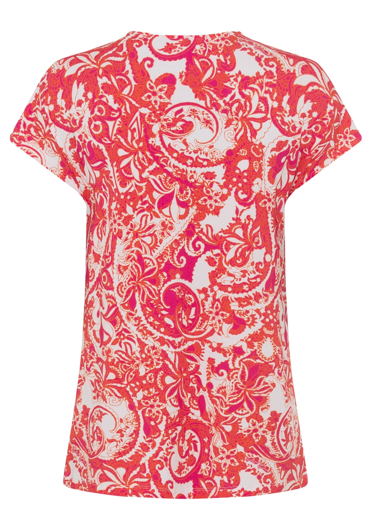 Paisley Floral Short Sleeve V-Neck T-Shirt containing LENZING™ ECOVERO™ Viscose