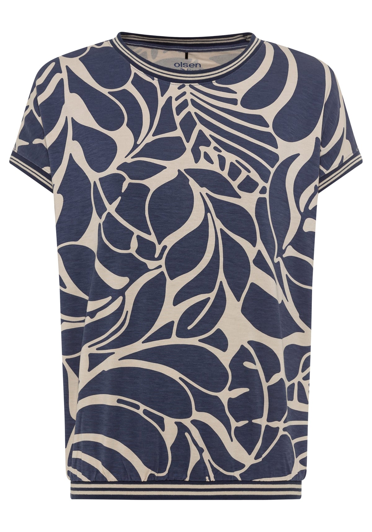 Short Sleeve Allover Leaf Print T-Shirt containing LENZING™ ECOVERO™ Viscose