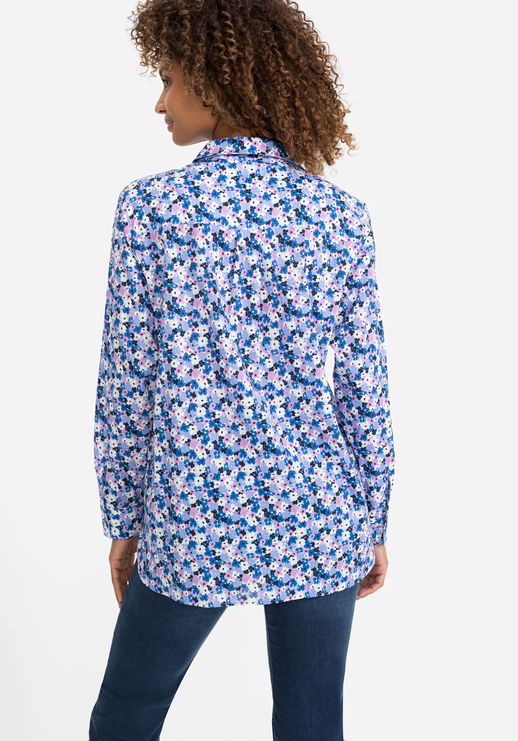 Cotton Blend Long Allover Floral Print Shirt Olsen Fashion Canada