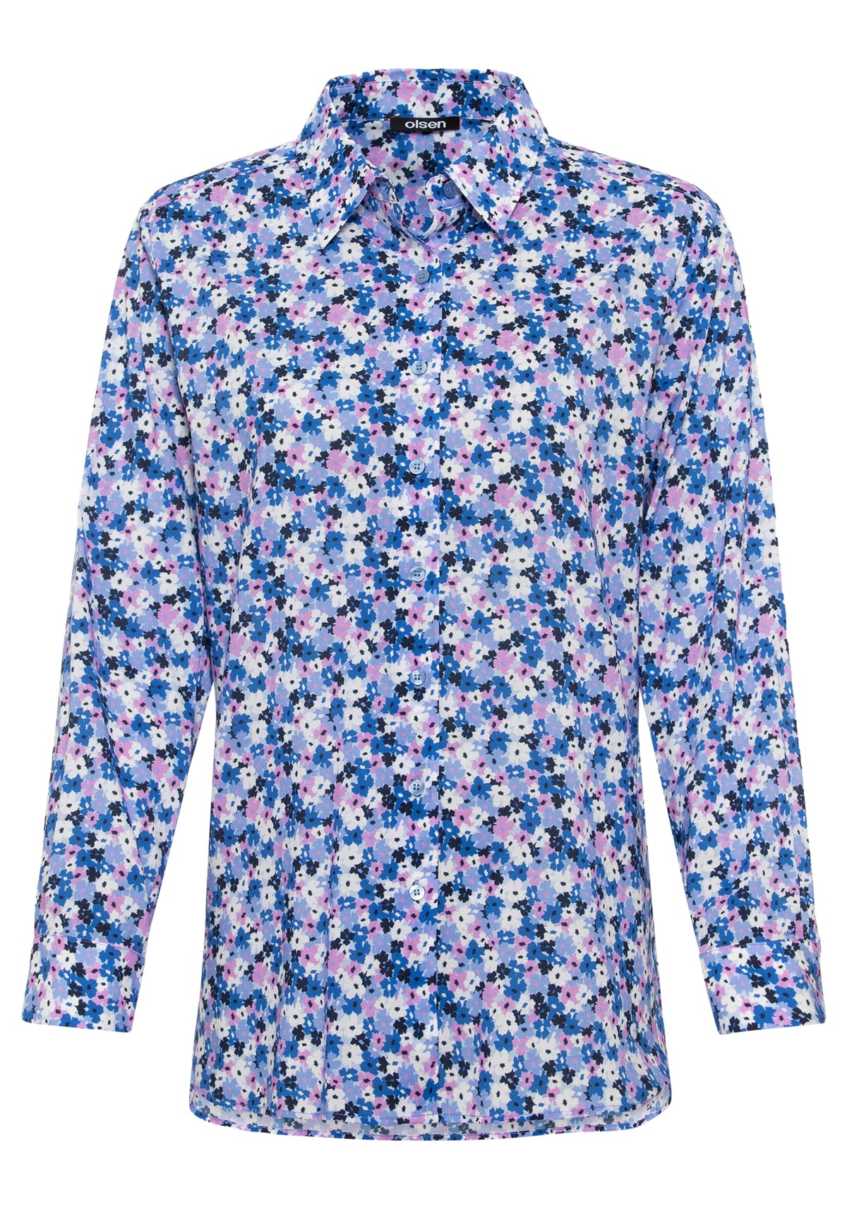 Cotton Blend Long Sleeve Allover Floral Print Shirt