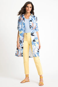 100% Cotton 3/4 Sleeve Floral Palm Print Shirt Dress