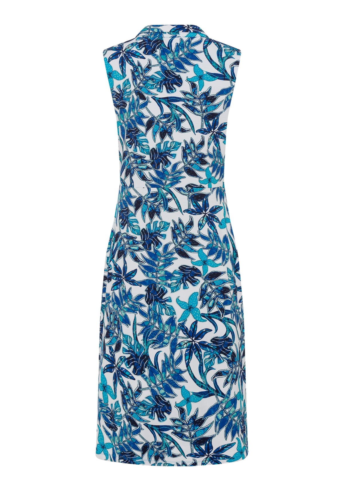 Sleeveless Tropic Floral Faux Wrap Dress containing LENZING™ ECOVERO™