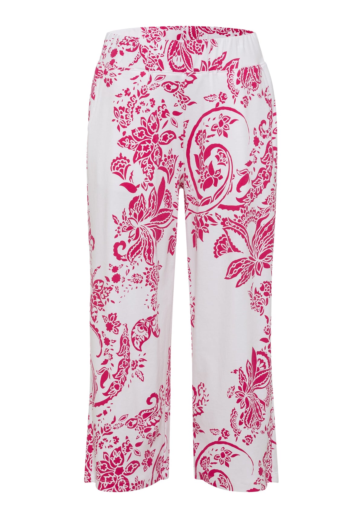 Anna Fit Wide Leg Floral Paisley Jersey Knit Cropped Pant