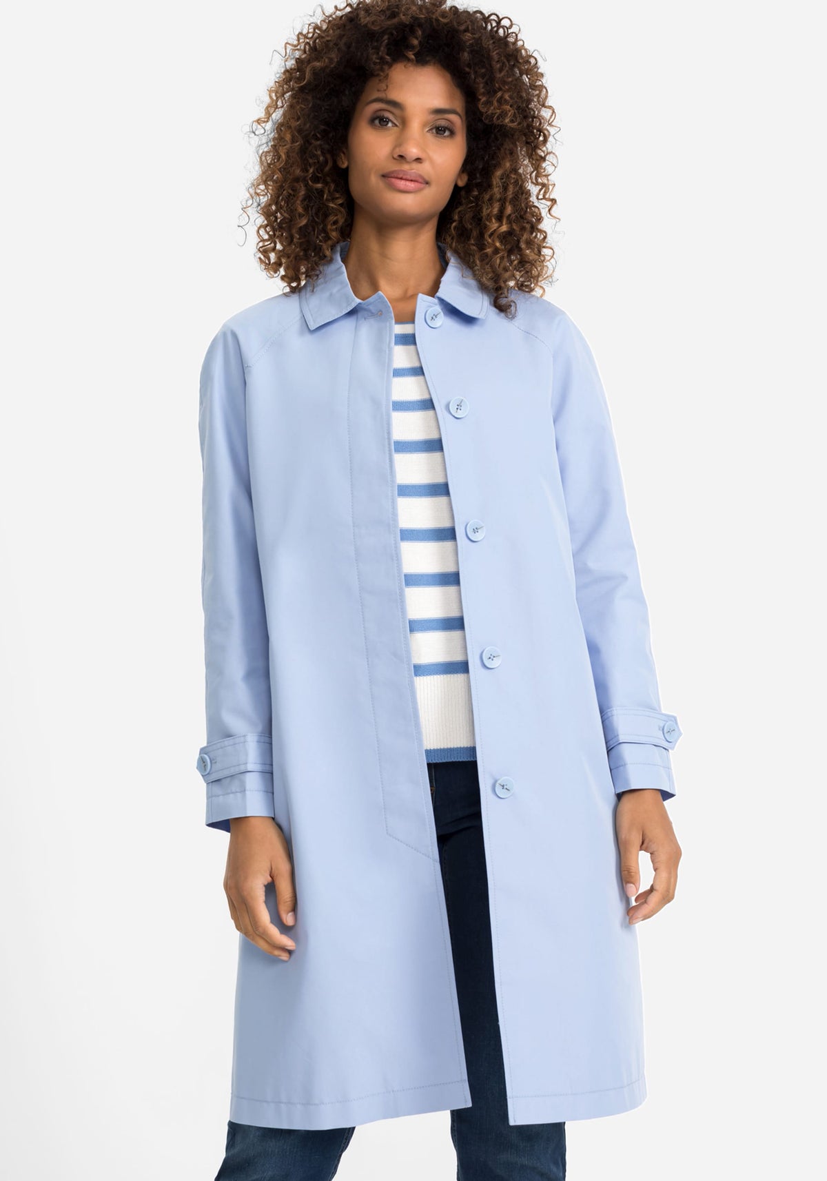 Button Front Collared Trench Coat