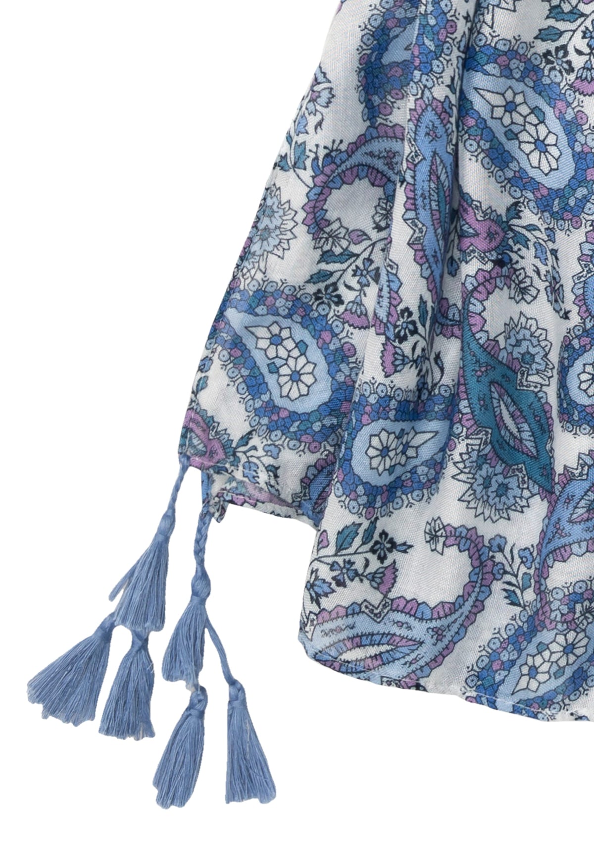 Allover Paisley Scarf with Tassel Trim